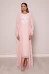 Buy_Harshita Jain_Pink Embroidered Yoke Dress _at_Aza_Fashions