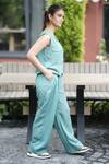 Shop_Leela By A_Green Tencel V-neck Sleeveless Solid Top With Pant _Online_at_Aza_Fashions