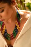 Kastiya Jewels_Multi Color Semi Precious Stones Embellished Necklace _Online_at_Aza_Fashions