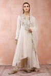 Buy_Payal Singhal_Off White Silkmul Embroidery Bagh Anarkali Set _at_Aza_Fashions