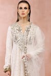 Payal Singhal_Off White Silkmul Embroidery Bagh Anarkali Set _at_Aza_Fashions