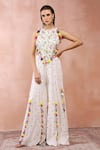 Buy_Payal Singhal_Off White Georgette Embroidery Thread Bird Pattern Choli And Sharara Set _at_Aza_Fashions