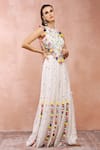 Buy_Payal Singhal_Off White Georgette Embroidery Thread Bird Pattern Choli And Sharara Set _Online_at_Aza_Fashions