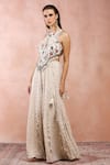 Shop_Payal Singhal_Off White Georgette Embroidery Thread Flower Applique Choli And Sharara Set _Online_at_Aza_Fashions