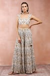 Buy_Payal Singhal_Off White Georgette Embroidery Zari Tulip Pattern Choli And Sharara Set  _Online_at_Aza_Fashions