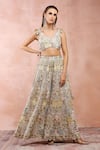 Shop_Payal Singhal_Off White Georgette Embroidery Zari Leaf Neck Choli Sharara Set For Women_Online_at_Aza_Fashions