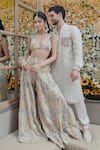 Payal Singhal_Off White Georgette Embroidery Zari Leaf Neck Choli And Sharara Set _at_Aza_Fashions
