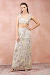 Buy_Payal Singhal_Off White Georgette Embroidery Zari Square Applique Choli And Skirt Set _at_Aza_Fashions