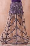 Shop_Payal Singhal_Purple Satin Embroidery Zardozi Square Neck Neckline Dress With Skirt _at_Aza_Fashions