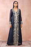 Buy_Payal Singhal_Blue Banarasi Georgette Embroidery Zardozi Jacket Open Palazzo Set _Online_at_Aza_Fashions