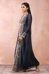 Shop_Payal Singhal_Blue Banarasi Georgette Embroidery Zardozi Jacket Open Palazzo Set _Online_at_Aza_Fashions