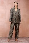 Buy_Payal Singhal_Black Brocade Woven Floral Shawl Collar Jacket Pant Set  _Online_at_Aza_Fashions