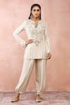 Buy_Payal Singhal_Off White Banarasi Georgette Embroidered And Woven Gold Kurta & Pant Set _at_Aza_Fashions