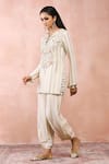 Shop_Payal Singhal_Off White Banarasi Georgette Embroidered And Woven Gold Kurta & Pant Set _Online_at_Aza_Fashions