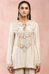 Shop_Payal Singhal_Off White Banarasi Georgette Embroidered And Woven Gold Kurta & Pant Set _at_Aza_Fashions