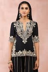 Shop_Payal Singhal_Black Georgette Embroidered Zari Notched Round Bagh Kurta Sharara Set For Women_at_Aza_Fashions