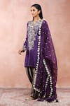Shop_Payal Singhal_Purple Satin Embroidered And Woven Gold Stripe Pattern Kurta Salwar Set _Online_at_Aza_Fashions