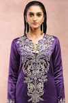 Payal Singhal_Purple Satin Embroidered And Woven Gold Stripe Pattern Kurta Salwar Set _at_Aza_Fashions