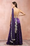 Payal Singhal_Purple Satin Embroidered And Woven Stripe Pattern Off Vintage Kurta Sharara Set_Online_at_Aza_Fashions