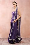 Buy_Payal Singhal_Purple Satin Embroidered And Woven Stripe Pattern Off Vintage Kurta Sharara Set_Online_at_Aza_Fashions