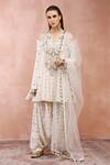 Buy_Payal Singhal_Off White Silkmul Embroidered Notched Peplum Kurta Salwar Set _Online_at_Aza_Fashions