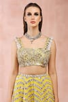 Payal Singhal_Yellow Georgette Embroidered Mirror Square Neck Lehenga Set _at_Aza_Fashions