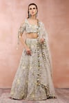 Payal Singhal_Off White Georgette Embroidered Zari Square Neck Applique Lehenga Set _at_Aza_Fashions