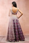 Payal Singhal_Purple Brocade Woven And Embroidered Botanical Pattern V Neck Lehenga Set _Online_at_Aza_Fashions