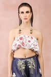 Payal Singhal_Off White Crepe Printed And Embroidered Gulbagh Top & Denim Pant Set _at_Aza_Fashions