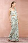 Shop_Payal Singhal_Green Crepe Printed And Embroidered Nargis Pre-draped Saree & Blouse Set _Online_at_Aza_Fashions