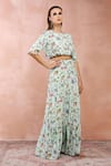 Shop_Payal Singhal_Green Crepe Printed And Embroidered Balloon Top & Tiered Skirt Set _Online_at_Aza_Fashions
