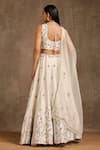 Shop_MINAKI_Off White Pure Chanderi Embroidered Pearl V Neck Embellished Lehenga Set _at_Aza_Fashions