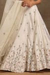 Buy_MINAKI_Off White Pure Chanderi Embroidered Pearl V Neck Embellished Lehenga Set _Online_at_Aza_Fashions