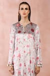 Shop_PS Pret by Payal Singhal_Grey Velvet Printed Gulbaugh Notched Kaftan  _at_Aza_Fashions