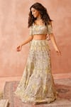 Buy_Payal Singhal_Off White Georgette Embroidered Zari Square Neck Applique Lehenga Set _at_Aza_Fashions