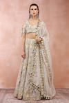 Shop_Payal Singhal_Off White Georgette Embroidered Zari Square Neck Applique Lehenga Set _at_Aza_Fashions