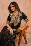 Buy_Payal Singhal_Black Georgette Embroidered Zari Notched Round Bagh Kurta Sharara Set For Women_at_Aza_Fashions