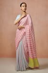 Buy_Dressfolk_Blue Linen Woven Zari Stripe Sadabahar Handloom Saree  _at_Aza_Fashions