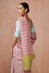 Shop_Dressfolk_Blue Linen Woven Zari Stripe Sadabahar Handloom Saree  _at_Aza_Fashions