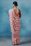 Shop_Dressfolk_Pink Linen Woven Stripe Stardust Handloom Saree _at_Aza_Fashions
