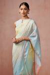 Dressfolk_Yellow Linen Woven Stripe Sweet Summer Handloom Saree  _Online_at_Aza_Fashions