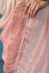 Shop_Dressfolk_Cream Linen Woven Stripe Vanilla Island Handloom Saree For Women_Online_at_Aza_Fashions