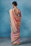 Shop_Dressfolk_Orange Linen Woven Stripe Waadi Handloom Saree _at_Aza_Fashions