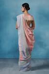 Shop_Dressfolk_Pink Linen Handwoven Stripe Saree With Running Blouse _at_Aza_Fashions