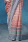 Buy_Dressfolk_Pink Linen Handwoven Stripe Saree With Running Blouse _Online_at_Aza_Fashions