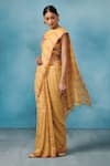 Dressfolk_Yellow Linen Woven Stripe Mimosa Zari Saree  _Online_at_Aza_Fashions