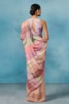 Shop_Dressfolk_Multi Color Linen Woven Stripe Mirage Handloom Stone Tasselled Saree _at_Aza_Fashions