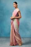 Dressfolk_Multi Color Linen Woven Stripe Mirage Handloom Stone Tasselled Saree _Online_at_Aza_Fashions