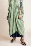 Buy_Nupur Kanoi_Green Kaftan Kurta Crepe Printed Floral V Neck With Lungi Skirt _Online_at_Aza_Fashions