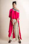 Buy_Nupur Kanoi_Fuchsia Off Shoulder Top With Peacock Print Pant_at_Aza_Fashions